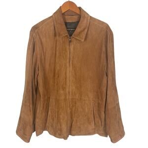 Robert Comstock Endurance Suede Leather Full Zip Jacket Rugged Brown Men's 40